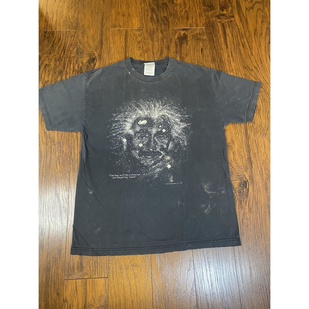 Vtg Large 1993 Cotton Expression Black Albert Einstein Glow in the Dark  T-Shirt